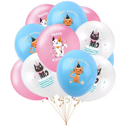 12inch Cartoon Dog Cat Latex Balloon 16inch MEOW Letter Foil Balloon Set Pet Birthday Theme Party De