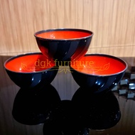 Mangkok Mangkuk Mie Ramen Sup Sop Miso Jepang Kecil Duo Hitam Merah Plastik Diameter 16 cm 6 Inci 6 