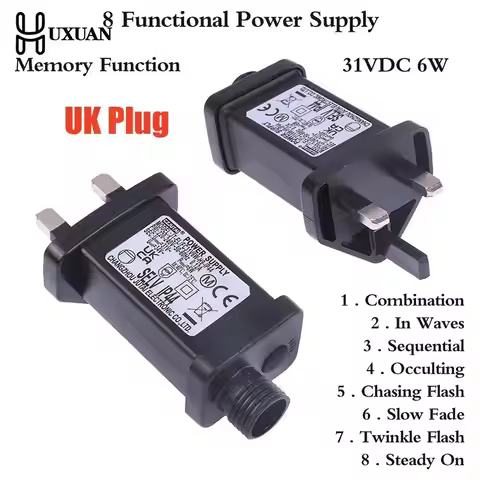 AC 220V To 31VDC 6W 8 Functional SELV LED Lamp Driver UK Plug Switch Adapter IP44 Waterproof Laser L