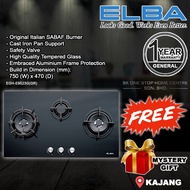 ELBA EGH-E9523G(GR) 3 Burner Built In Glass Hob / Gas Stoves / Glass Stove / Built in Hob with Safety Valve / elba 9523