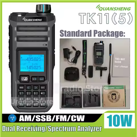 Quansheng TK11(5) Walkie Talkie Long Range 10W Dual Receive AM SSB FM CW NOAA VHF UHF Spectrum Analy