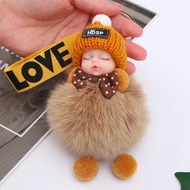 Furry Ball Sleeping Doll Keychain