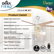 DEKA FIERO Fan FIERO FREYA 56 Inch 5 Blades 24 Speed DC Motor With Remote Control Ceiling Fan Kipas