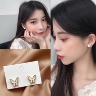 S925 Korean Temperament Retro Simple Imitation Fritillary Shell Super Fairy Butterfly Stud Earrings