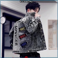 Ready Stock jaket jeans lelaki bomber jacket Spring and Autumn denim men's Korean version of slim em