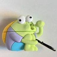 1pc 3D Cute Cartoon Frog Silicone Earphone Protective Case With Metal Carabiner, Shockproof Protecti