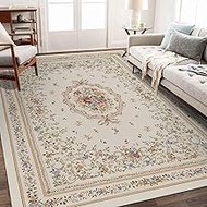 Enkor Area Soft Rugs 5'3"x7'6" Washable Non Slip Floral Rugs for Living Room Bedroom, Vintage Style 