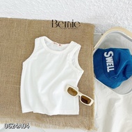 Basic plain white tank top for boys and girls to wear to school and going out from 1 to 7 years old 