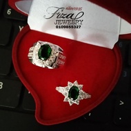 cincin couple permata hijau silver 925 original, cincin pasangan batu hijau, silver 925 couple ring 