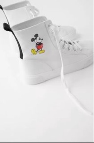 全新 ZARA 米奇 米老鼠 迪士尼聯名高筒帆布鞋 聯名款 帆布鞋 白鞋