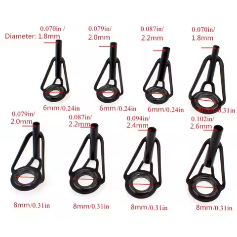 8pcs/lot Mixed Sizes Fishing Pole Rings Repair Kits 8 Sizes Stainless Steel & Ceramics Lure Fishing 
