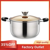 Stainless Steel Stock Pot, 4-Quart Stock Pot, with Lid, Heat-Resistant Double Handle Thickened Stock