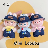 4.0 Mini labubu Doll Clothes Overalls Hat V4 10CM LABUBU  Doll Accessories