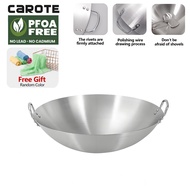 Carote Chovy 30-55CM Large Size Stainless Steel Double Ears Non-stick Wok High Quality Double Handle