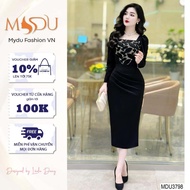 Váy Công Sở MDU3798 Thiết Kế Cổ Vuôngchất Mango Hàn Phối Ren Cap Cấp Từ MDU K47-D1-2