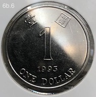 6b.6香港壹圓  [錯版]  1993年【新淨/靚品相】【洋紫荊一元】 香港舊版錢幣・硬幣 $28