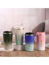1pc 304 Stainless Steel Ombre Insulated Travel Mug, Suitable For Office, Keeps Beverages Hot Or Cold