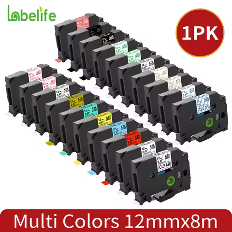 Laminated Label Tape 12mm Compatible for tze tape TZe-231 TZe-631 for Brother P-touch H110 D210 H200