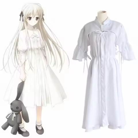 Anime Yosuga no Sora Kasugano Sora Cosplay Costume White Sweet Lolita Dress Halloween Grey Bunny Gir