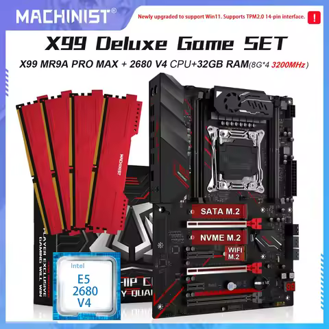 MACHINIST X99 Motherboard Set Kit Xeon E5 2680 V4 CPU Processor 4x8G=32GB DDR4 RAM Support TPM2.0 M.