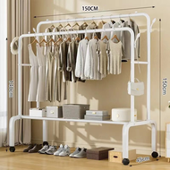 LG Rak Gantungan Baju Dengan Roda Rak Baju Estetik Minimalis Rak Baju Gantung Portable 150CM