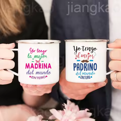 I Have The Best Godmother & Godfather in The Entire World Print Enamel Coffee Mug Drinks Cup Camping