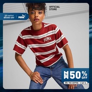 PUMA BASICS - เสื้อยืดผู้หญิง PUMA SQUAD Striped สีแดง - 68153813