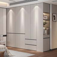 Tax Included Bedroom Wardrobe Household Bedroom Segmented Wardrobe Flat Door Gray Solid Wood Wardrob