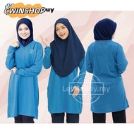 Tshirt Muslimah Pandu Puteri Jersi Blue Baju Muslimah Plus Size Loose Baju Sukan Muslimah Jersey Microfiber Long Sleeve Malaysia Jersey Muslimah Murah Baju size