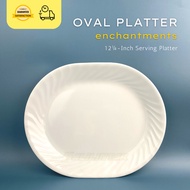 Corelle Oval Serving Platter Enchantments - White Swirl Rim