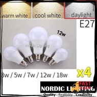 x4pcs LED BULB E27 holder (5w / 7w / 12w / 18w LED Bulb Frosted Globe Bulb Led Mentol (MGB)