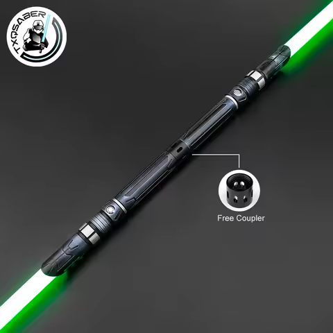 TXQSABER Neo Pixel Lightsaber Double Blade Spinning Sword RGB with Removable Blade Metal Hilt Weathe