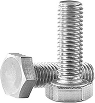 M6-1.0 x 20mm Hex Head Screw Bolt, Fully Threaded, Stainless Steel 18-8 (304), Plain Finish, Hexagon Head Cap Bolts Screws 20Pcs