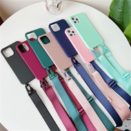 iPhone 12 Pro Max 12 Mini Case Crossbody Necklace Strap Lanyard Matte Silicone Shockproof Cover