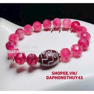 Beautiful gia Cat 9-eye mixed dzi rby bracelet, size 10mm