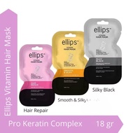 Ellips Hair Mask Keratin 18 Gr - Ellips Hair Vitamin Hair Repair - Silky Black - Smooth Silky