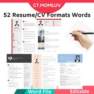 52 sets resume templates CV maker Microsoft Words format Job resume cover letter