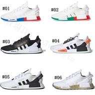 Hong Kong Surrogate Shopping Aidida ADD NMD R1 V2 Black and White White White and Black Black and White Orange Colorful Line Elastic Knitting Men and Women Jogging shoes Couple Style EZLY