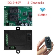 ◘ 433 Mhz Wireless Remote Control DC12V 24V 12V-80V 2CH Universal Rf Relay Receiver Transmitter For Garage door Gate Motor Control