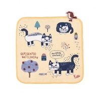 Kusuguru Japan紗布絨手帕 毛巾 日本眼鏡貓Matilda-san系列-黃色