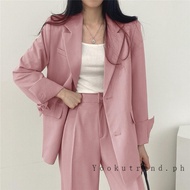 【Blazer+Pants Available】Pants Women's Korean Style Wide Leg Pants Minority Leisure Pink Small Suit Women Blazer