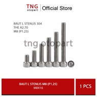 M8 Bolt L M8X16 (Thread 12 Length 1.6 cm) Stainless 304 A2-70/ L Key 6
