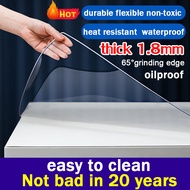 🔥2.00mm✅LMS Table Cover Transparent PVC Waterproof Heavy Duty Oil-proof Heat Resistant Anti-slip Tab