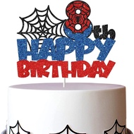 Cake Decoration Birthday Plug-In Birthday Party Dessert Table Decoration Spider Number Age Card PBV9
