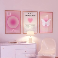 4LFX Pink Gradient Aura Spiritual Affirmation Wall Art Canvas Painting Nordic Posters And Prints Wal