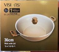 (送禮首選) 美國康寧 Visions 系列 36cm  不黏中式炒煱 有蓋有盒