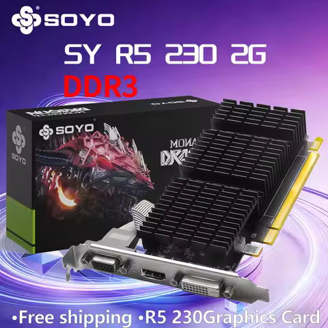 SOYO AMD Radeon R5 230 2GB DDR3 Graphics Card PCIe2.0x16 64bit 625MHz Core Office PC Game ATI VGA HD