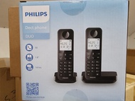 Philips Cordless Phone D2702B. with 2 handsets 4.6 cm backlit display  14 hour talk time. caller ID