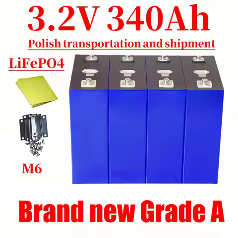 A+ Grade 3.2V 340Ah LiFePO4 Battery Cell 10000 Cycles Aluminum Shell 340A Max Discharge for RV Solar