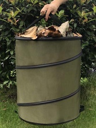 1個帶10加侖（37.8升）或24加侖（91升）容量的插鏈式戶外垃圾桶，適用於院子、花園的可攜式垃圾袋，可摺疊花園廢棄物箱